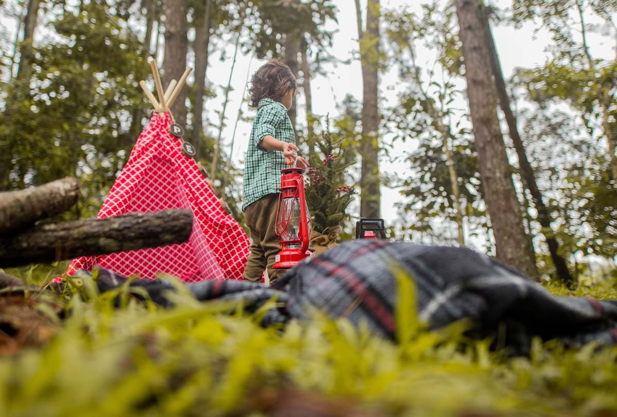 Cub Scouts camping outdoors near Clear Lake, Minnesota