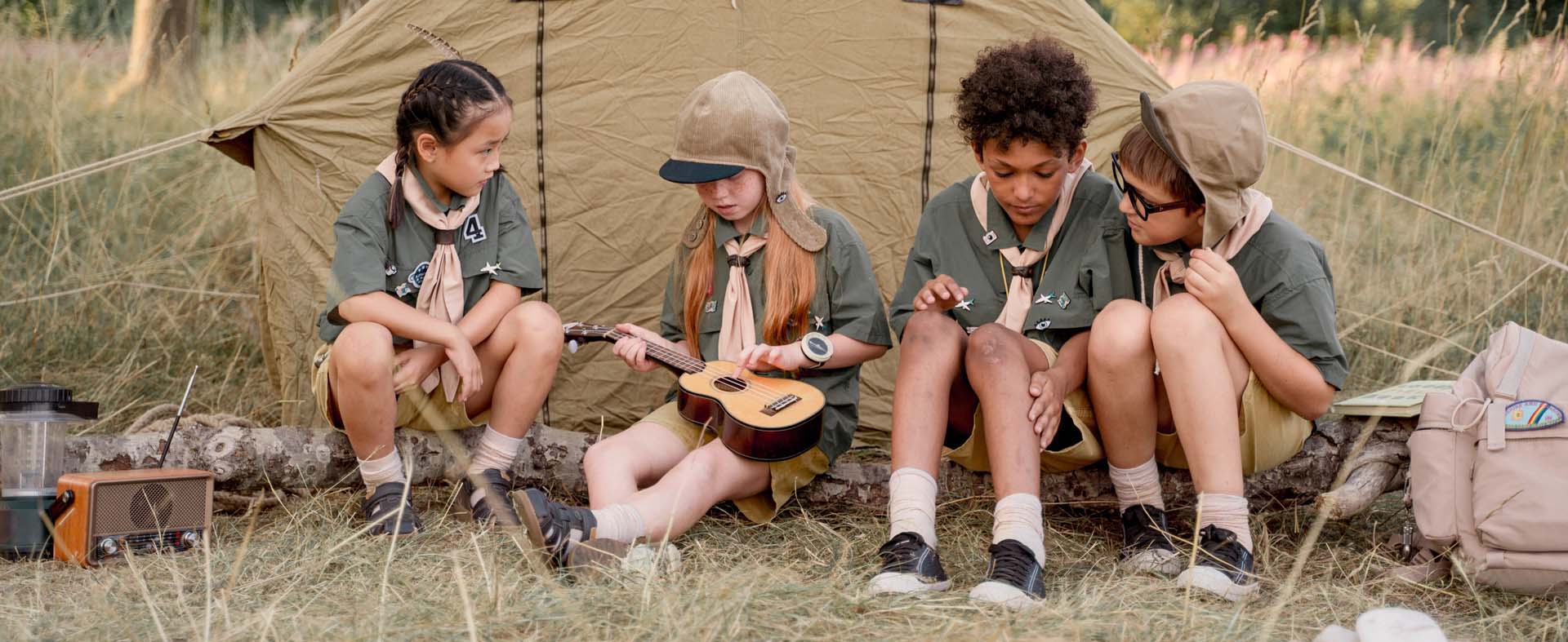 Cub Scouts working together outdoors in Clear Lake, Minnesota